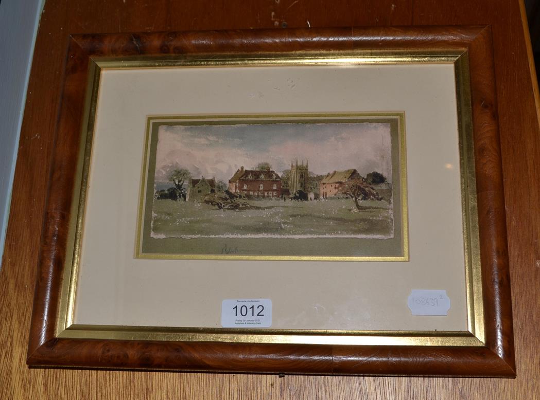 Lot 1012 - John Louis Petit (1801-1868) Norbury, Derbyshire, scene with country house and church, watercolour