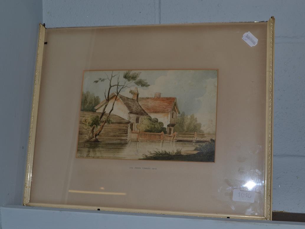 Lot 1040 - Attributed to John Varley (1778-1842), House and bridge, signed, pencil and watercolour, 17cm...