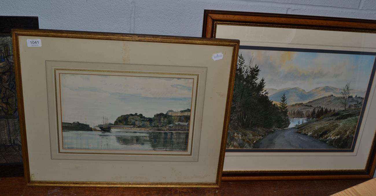 Lot 1041 - David Muirhead ARA (1867-1930) Scottish, Harbour scene, signed and dated 1929, watercolour,...