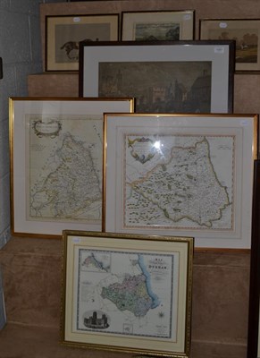 Lot 1061 - After Robert Morden ''Northumberland'' & ''Durham'', coloured maps, together with a further...