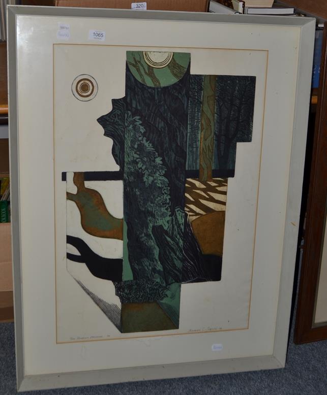 Lot 1065 - Norman Jacques (b.1922), framed coloured etching titled Tree Shadows, signed and titled in...