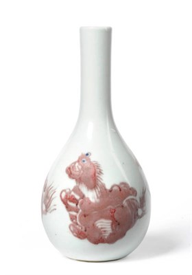 Lot 157 - A Chinese Porcelain Bottle Vase, Guangxu mark and probably of the period, painted in underglaze red