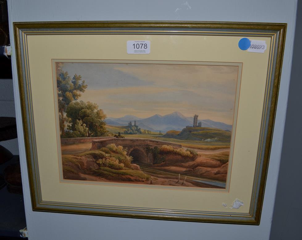 Lot 1078 - Attributed to Lady Buchan-Hepburn (19th Century) A view in Italy, watercolour, 22cm by 30cm