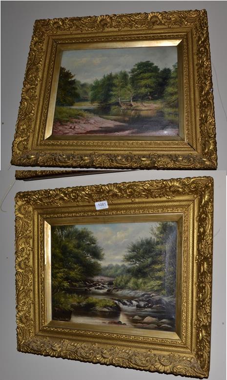 Lot 1081 - R Henry Jerman (20th century), River landscape, signed and dated 1901, oil on canvas, together with