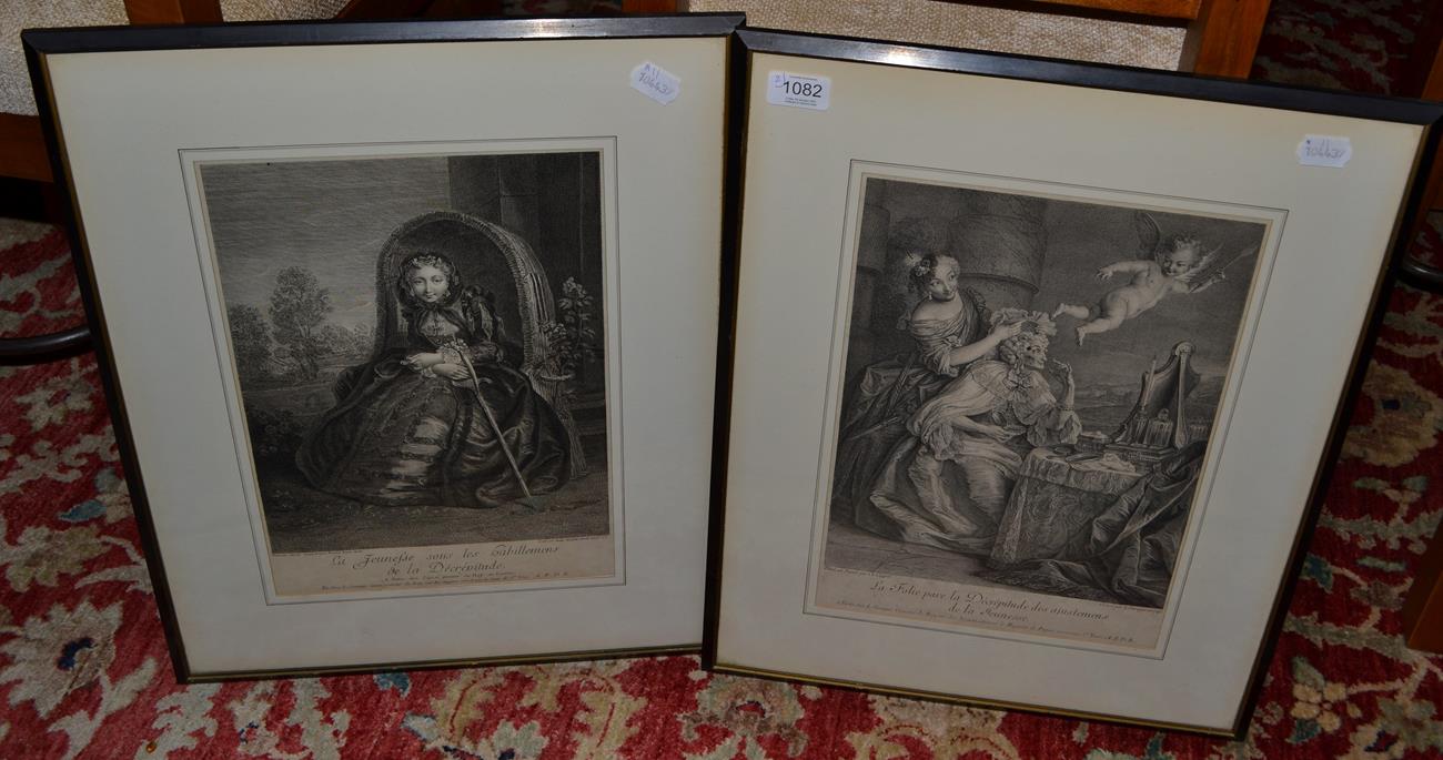 Lot 1082 - After R.E.M. Lepice, 'Decrepitude', two mid 18th century engravings (2)