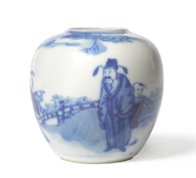 Lot 159 - A Chinese Porcelain Small Ovoid Jar, Kangxi mark and possibly of the period, painted in...