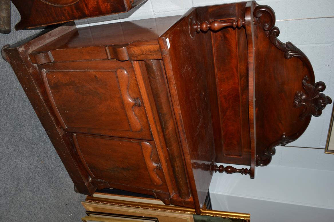 Lot 1090 - A William IV mahogany chiffonier with scrolling leaf carved super structure, 107cm by 47cm by 165cm