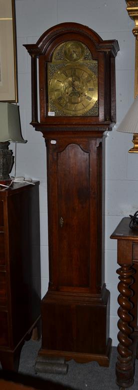 Lot 1094 - An oak 8-day longcase clock, arch brass dial Thos Radford, Leeds, strike/silent selection in...
