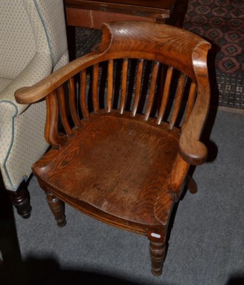 Lot 1102 - A 19th century oak High Wycombe armchair, rail stamped 1664/114