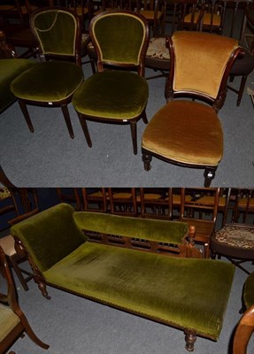 Lot 1119 - A Victorian chaise lounge, together with a nursing chair of similar date and two bedroom chairs (4)