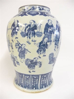 Lot 162 - A Chinese Porcelain Baluster Jar in 17th Century Style, with a continuous scene of figures at...