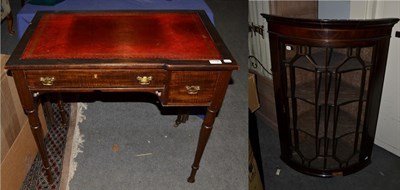 Lot 1126 - A reproduction ladies writing desk with red leather inset, 76cm by 48cm by 74cm high, together with