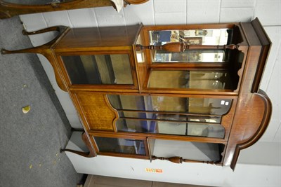 Lot 1130 - An Edwardian inlaid mahogany mirrored and glazed display case, 137cm by 23cm by 198cm high