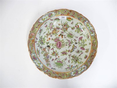 Lot 164 - A Cantonese Porcelain Circular Dish, mid 19th century, with ogee rim and pierced circular foot,...