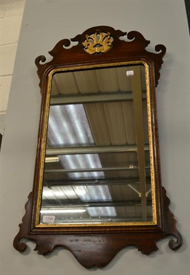 Lot 1145 - A parcel gilt mahogany fretwork mirror, 93cm by 52cm