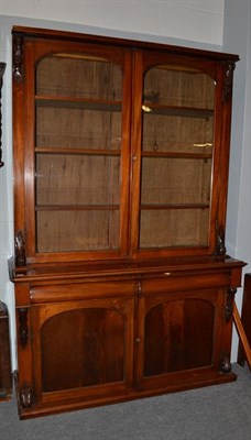 Lot 1146 - An imposing Victorian mahogany glazed bookcase cabinet 156cm by 55cm by 229cm high