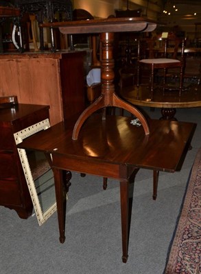 Lot 1150 - A Georgian turned mahogany tripod table, 69cm by 73cm by 71cm high; together with a mahogany...