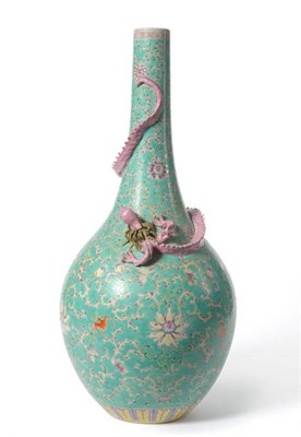 Lot 166 - A Chinese Porcelain Large Bottle Vase, Jiaqing reign mark but later, modelled with a sinuous...