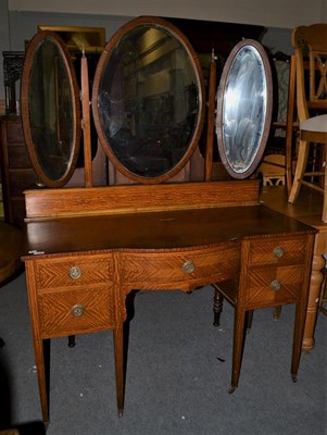 Lot 1169 - An Edwardian inlaid satinwood dressing table, 130cm by 65cm by 179cm high