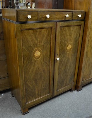 Lot 1199 - A Chas. Walker & Sons Ltd, Harrogate 1930's satinwood and mother of pearl inlaid walnut three piece
