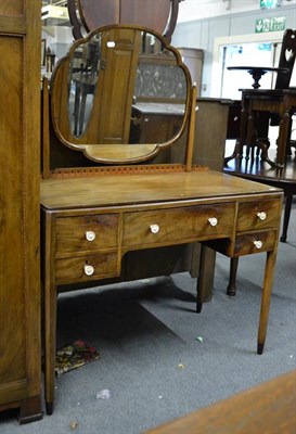 Lot 1199 - A Chas. Walker & Sons Ltd, Harrogate 1930's satinwood and mother of pearl inlaid walnut three piece