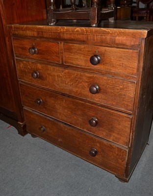 Lot 1200 - A 19th century oak four high straight fronted chest of drawers, 111cm by 53cm by 115cm high
