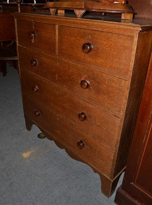 Lot 1203 - A 19th century oak straight front four high chest of drawers, 114cm by 54cm by 116cm high