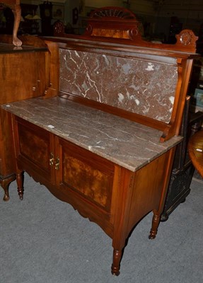 Lot 1206 - An Edwardian mahogany washstand with marble top and splashback, 107cm by 46cm by 140cm high