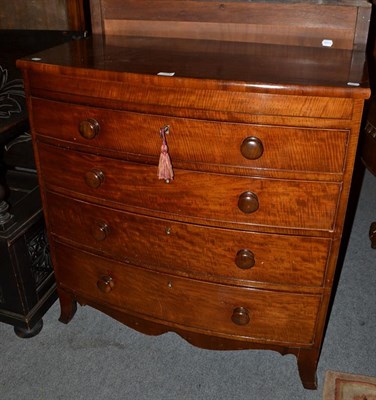 Lot 1208 - A 19th century mahogany bow front four high chest of drawers, 91cm by 48cm by 96cm high