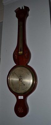 Lot 1212 - A mahogany shell inlaid wheel barometer, silvered dial signed P. Caminada Fecit, circa 1820
