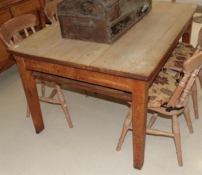 Lot 1294 - A pine farmhouse kitchen table, 138cm by 96cm by 79cm high