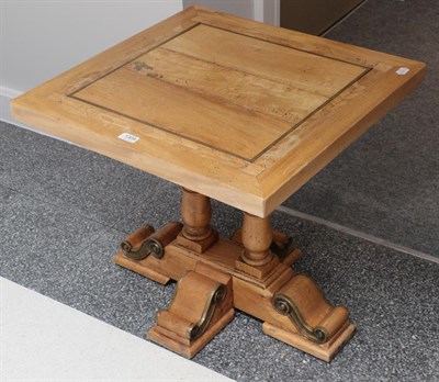 Lot 1309 - A solid oak brass mounted occasional table in the period style, 60cm square by 56cm high