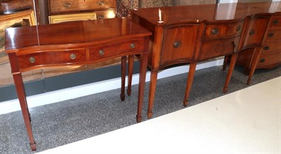 Lot 1311 - A George III style yew wood veneered sideboard and a George III style yew wood veneered two...