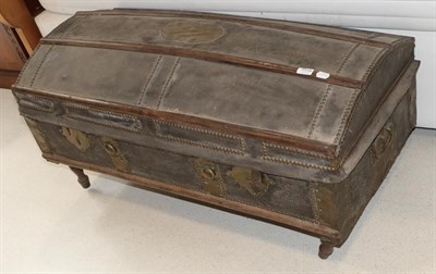 Lot 1318 - ~ A 19th century wooden bound and studded leather dome top trunk dated 1832, 110cm by 55cm by 60cm