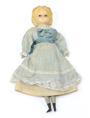 Lot 2000 - Late 19th Century Wax Shoulder and Head Doll, with composition lower arms and legs painted with...