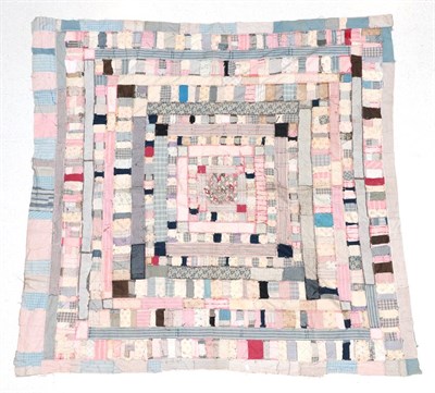 Lot 2022 - A 19th Century Patchwork Cover, comprising a central square within frames of rectangles and...