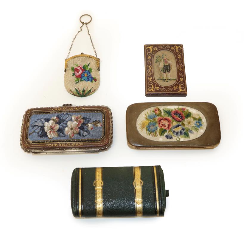 Lot 2027 - A Group of Decorative Victorian Cases, comprising a leather mounted case with gilt metal hinged...