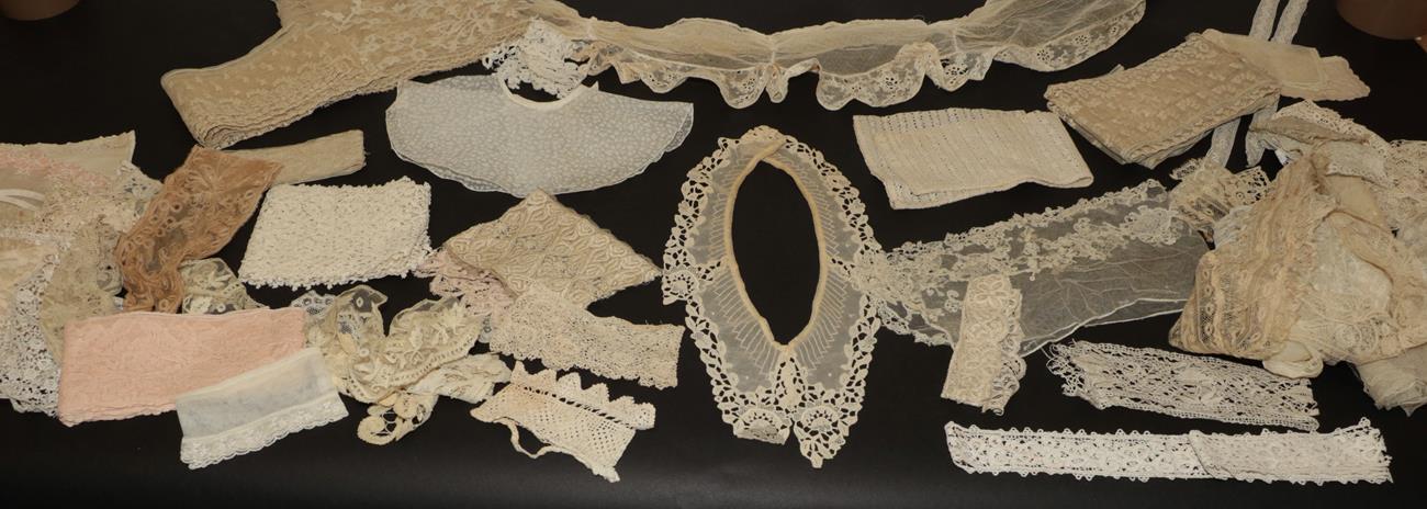 Lot 2035 - Assorted Late 19th/Early 20th Century Lace, including tape lace, embroidered and cotton...