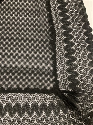 Lot 2038 - Assorted 19th/20th Century Black Lace, comprising six lace and beaded long shawls; two stoles;...