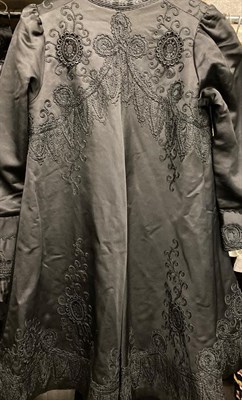 Lot 2051 - Victorian Costume, including a black figured silk two-piece of fitted bodice with long sleeves,...