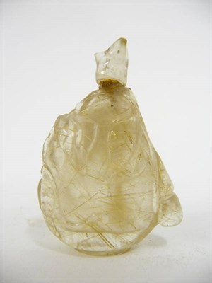 Lot 193 - A Chinese Rutilated Quartz Snuff Bottle, Qing Dynasty (1750-1850), of plum shape, carved in...