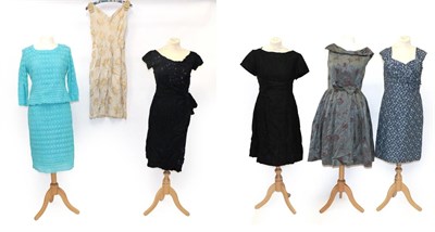 Lot 2090 - Assorted Circa 1950-60s Ladies' Cocktail and Evening Wear, comprising a Dermore of Mayfair blue...