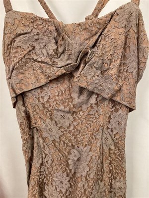 Lot 2092 - Circa 1950-60s Lace Mounted Dresses and Jackets, comprising a blue lace mounted shift dress...