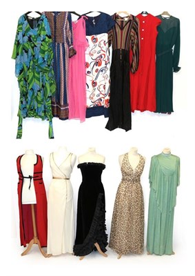 Lot 2103 - Circa 1970s Ladies' Evening Wear, comprising Jean Varon dresses including a floaty blue and...