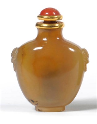 Lot 196 - A Chinese Chalcedony Snuff Bottle, Qing Dynasty, of flattened shouldered spade form, with fo...