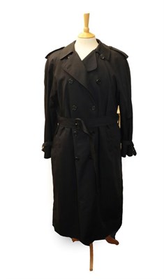 Lot 2106 - Burberry Navy Double Breasted Trench Coat, with removable checked wool lining