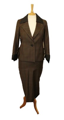 Lot 2107 - A Grace Bardin London Lady's Haute Couture Suit, comprising a long skirt in a checked wool,...