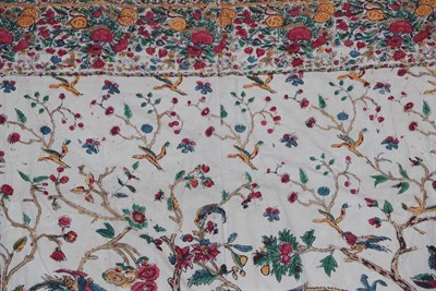Lot 2122 - Indian Printed Cotton Bed Cover, depicting a central image of the Tree of Life, with birds and...