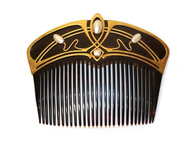Lot 2128 - A Gold and Pearl Hair Comb, Possibly French, With English Import Mark for Barnet Henry Joseph, 9ct