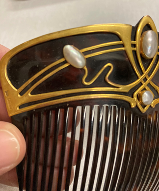 Lot 2128 - A Gold and Pearl Hair Comb, Possibly French, With English Import Mark for Barnet Henry Joseph, 9ct